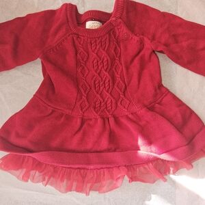 Cat & Jack Red Knit Baby Dress with Tulle